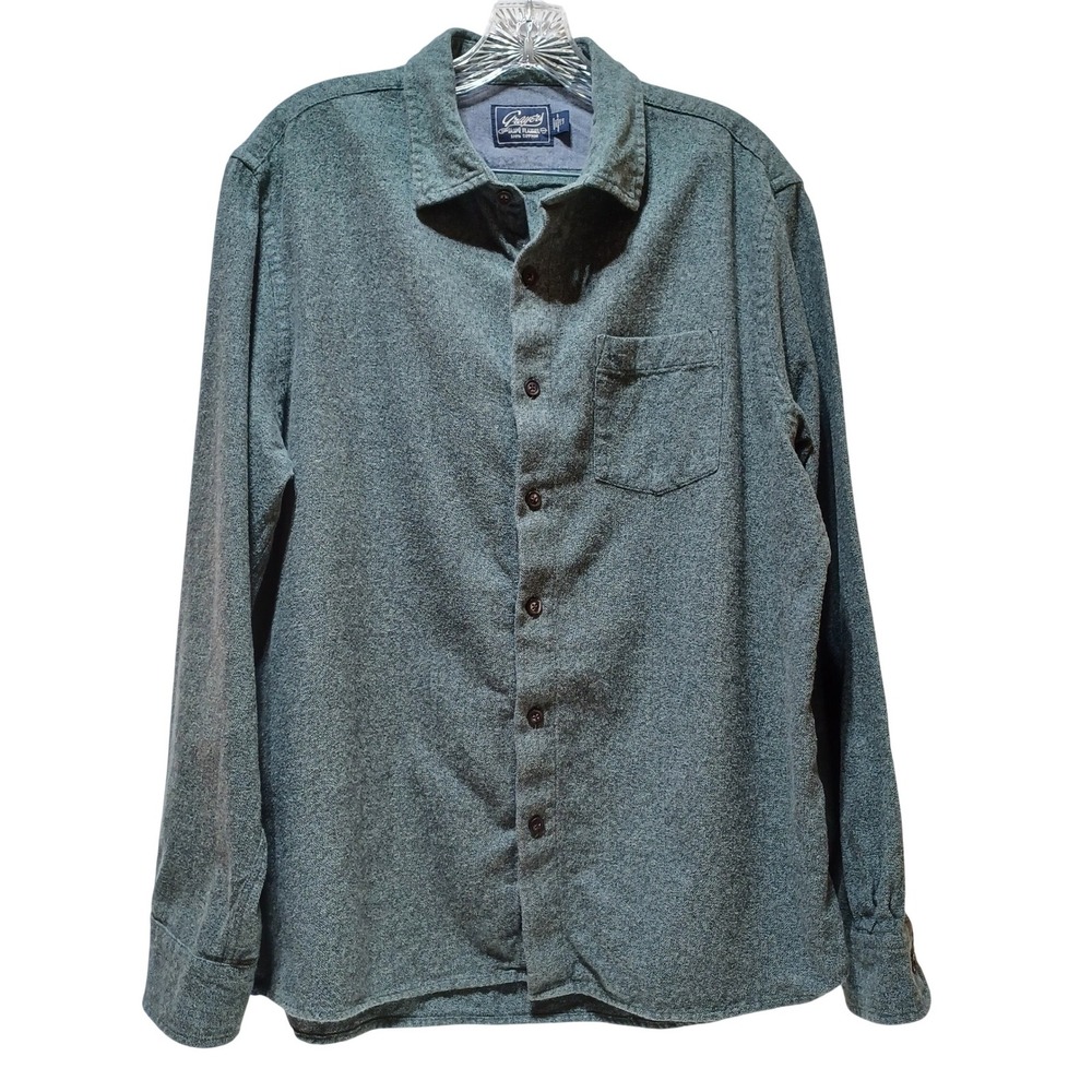 Grayers Mens L Jaspe Midweight Flannel Shirt Green Cotton Heritage Preppy Cabin
